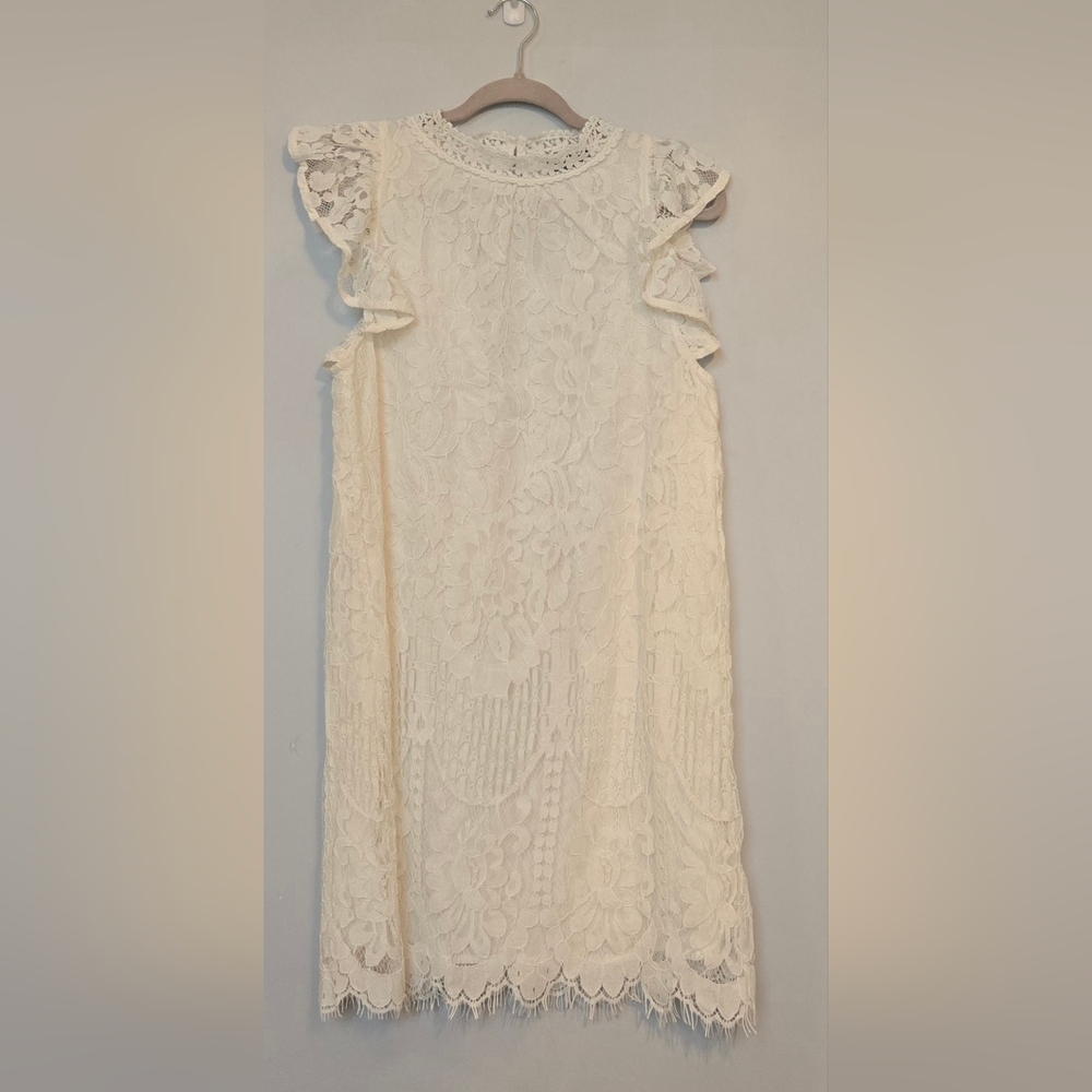 Sweet Lovely By Jen Elegant Cream Lace Lined Dress size LG
